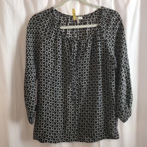 Joie Silk Black and White Star Print Blouse XS